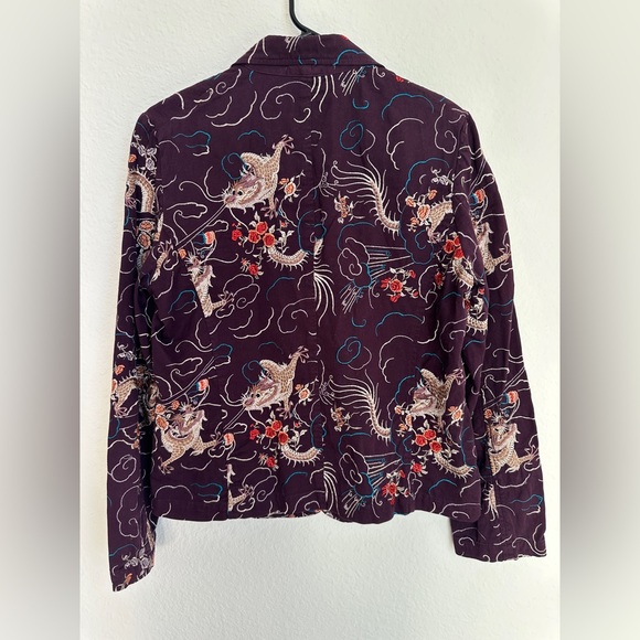 Johnny Was Womens Jacket Blazer Purple‎ Floral Dragon Embroidered size Large - Picture 3 of 12